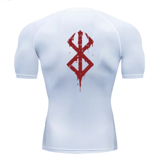 Camiseta de compresión Berserk para hombre | Camiseta con estampado 3D del símbolo Berserk, transpirable y de secado rápido, perfecta para deportes y fitness