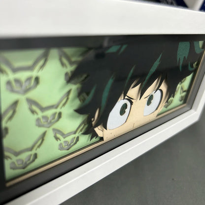 MY HERO ACADEMIA Marco de luz LED 3D que representa a Izuku Midoriya, recorte de papel, perfecto para decoración de habitaciones o como regalo de cumpleaños para fanáticos del anime