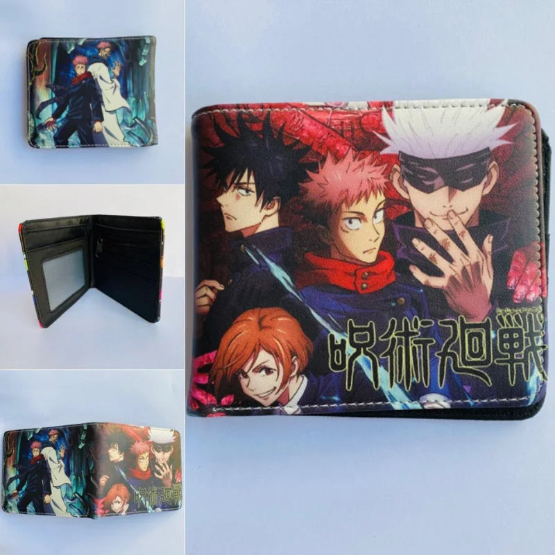Cartera Jujutsu Kaisen de 11,5x9 cm | La billetera plegable perfecta para los fanáticos, este modelo plegable ofrece compartimentos para tarjetas bancarias, documentos de identidad y monedas. Ideal para uso diario o como accesorio de cosplay. 
