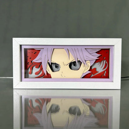 Cadre Lumineux LED 3D Fairy Tail découpe en papier de Natsu Dragnir, parfaite pour la décoration de chambre ou comme cadeau d'anniversaire