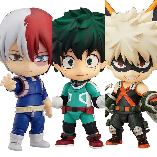 Figuras articuladas de Bakugo, Midoriya y Todoroki. Perfecto para colecciones o como decoración. Imprescindible para los fans de Boku No Hero Academia