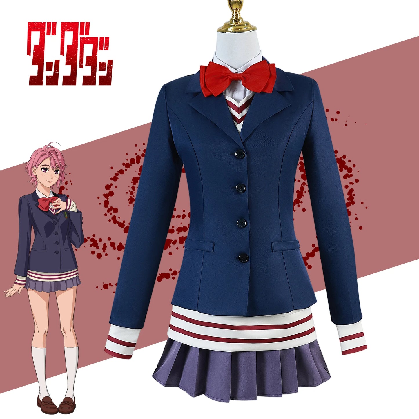 Adopta el auténtico estilo Dan Da Dan con estos uniformes de cosplay inspirados en los trajes de Aira Shiratori y Okarun. Perfecto para convenciones, sesiones de fotos o eventos de cosplay.