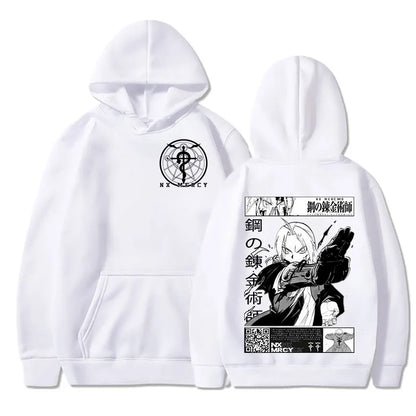 Harajuku inspired oversized hoodie with Fullmetal Alchemist print. This classic, loose and comfortable sweater. Perfect for a casual outfit or a trendy streetwear look.